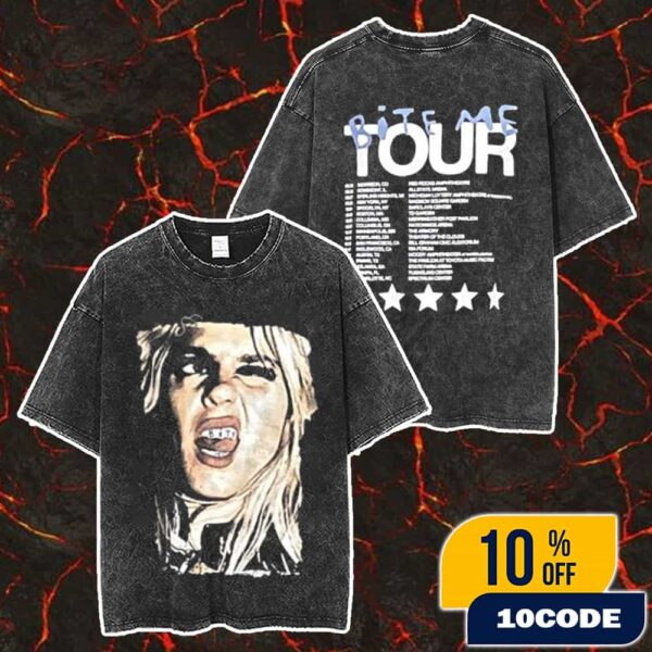 Renee Rapp Bite Me Tour October 1 2025 Barclays Center Brooklyn Event Tee With Tour Dates Backprint Merch Unisex Two Sided Washed T-Shirt