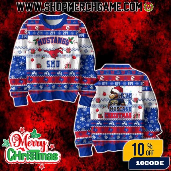 SMU Mustangs Christmas Sweater Ugly Holiday Knit Pullover For Fans And Students