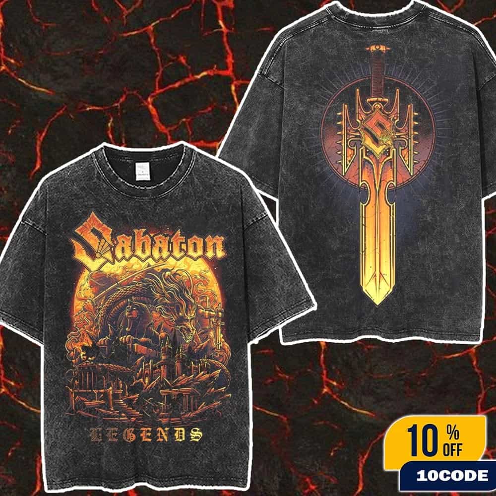 Sabaton Legends Reborn Reimagines Album Artwork With A Sword Merch Washed Two Sides T-Shirt Sabaton Legends Reborn Reimagines Album Artwork With A Sword Merch Washed Two Sides T-Shirt