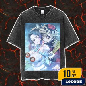 Shinobu Kocho x Douma Demon Slayer Kimetsu No Yaiba Infinity Castle 2025 Movie Anime Bondage Version Vintage Washed Unisex T-Shirt