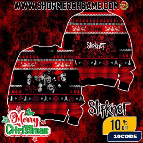 Slipknot Blood Hand Ugly Christmas Sweater Heavy Metal Band Holiday Knit Pullover