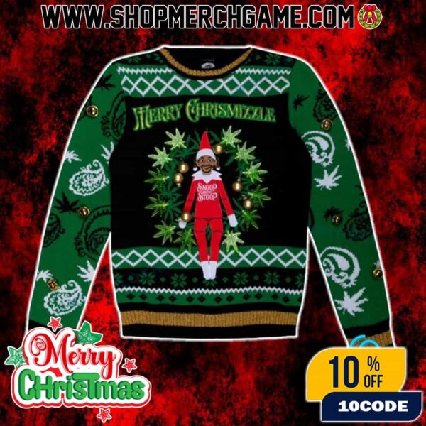 Snoop Dogg Merry Chrismizzle On The Stoop Ugly Christmas Sweater Funny Holiday Knit Pullover