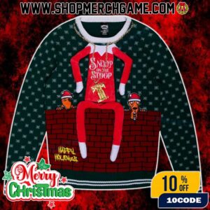 Snoop Dogg Snoop On The Stoop Ugly Christmas Sweater Funny Holiday Knit Pullover