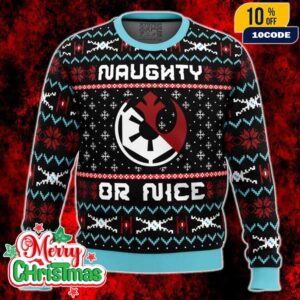Star Wars Naughty Or Nice Ugly Christmas Sweater Galactic Rebel Holiday Pullover
