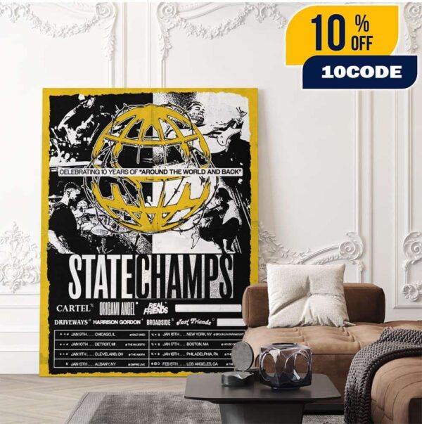 State Champs Tour 2026 In US Celebrating 10 Years Of Around The World And Back On Jan and Feb 2026 Home Decor Poster Canvas