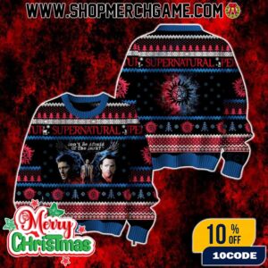 Supernatural Dont Be Afraid Of The Dark Ugly Christmas Sweater TV Show Holiday Knit Pullover