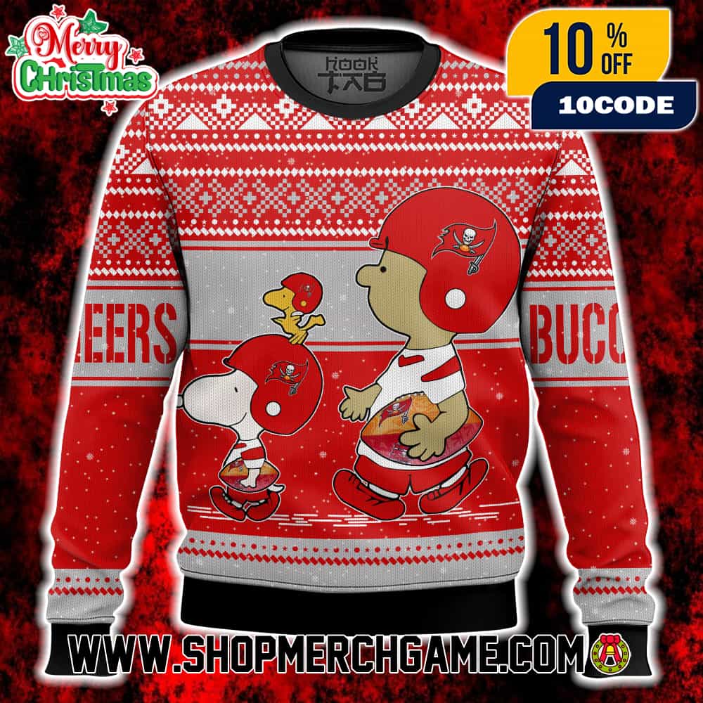 Tampa Bay Buccaneers Snoopy Charlie Brown Ugly Christmas Sweater Peanuts NFL Football Holiday Knit With Fair Isle Pattern Snowflakes Winter Festive Gift For Fans Tampa Bay Buccaneers Snoopy Charlie Brown Ugly Christmas Sweater Peanuts NFL Football Holiday Knit With Fair Isle Pattern Snowflakes Winter Festive Gift For Fans