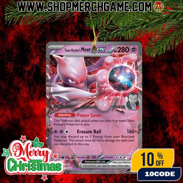 Team Rocket Mewtwo Ex Christmas Ornament Destined Rivals 2025 Pokemon Holiday Collector Decor