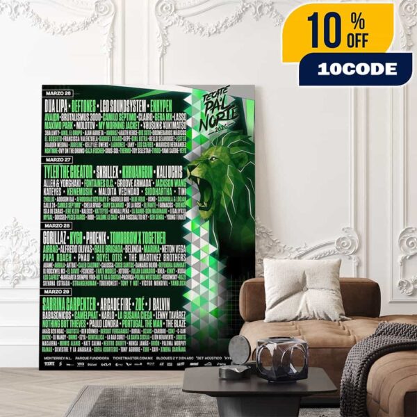 Tecate Pa’l Norte 2026 At Parque Fundidora Monterrey Nuevo Leon Mexico On 26-29 March 2026 Poster Lineup Poster Canvas Home Decor