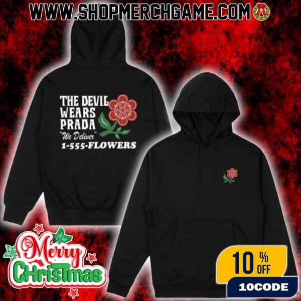 The Devil Wears Prada Florist Hoodie Official Flowers Album Merchandise Black Cotton Polyester Blend Unisex Hooded