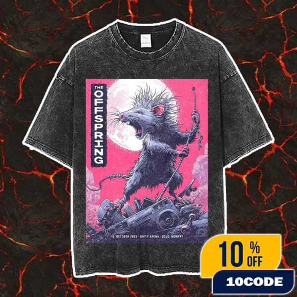 The Offspring Supercharged Worldwide In ’25 Tour Oslo Norway Event Tee On October 10 2025 At Unity Arena Artwork By Christopher Everhart Vintage Washed Unisex T-Shirt