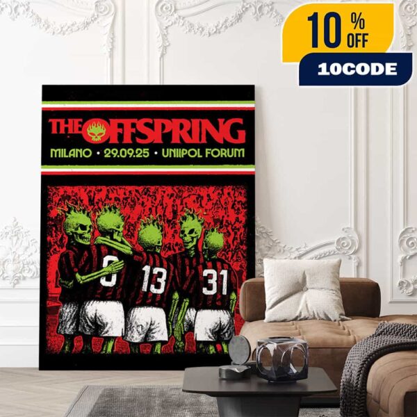The Offspring Supercharged Worldwide In ’25 Tour Poster Event September 29 2025 At Milano Unipol Forum Artwork By C Everhart Poster Canvas Home Decor