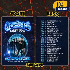 The Offspring Supercharged Worldwide In ’26 With Special Guests Bad Religion Poster Tour Dates Fan Card