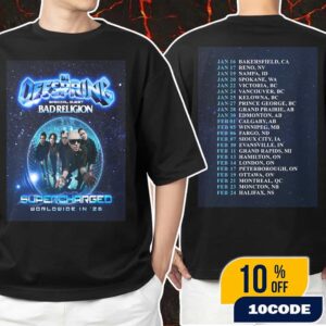 The Offspring Supercharged Worldwide In ’26 With Special Guests Bad Religion Poster Tour Dates Unisex T-Shirt Merchandise