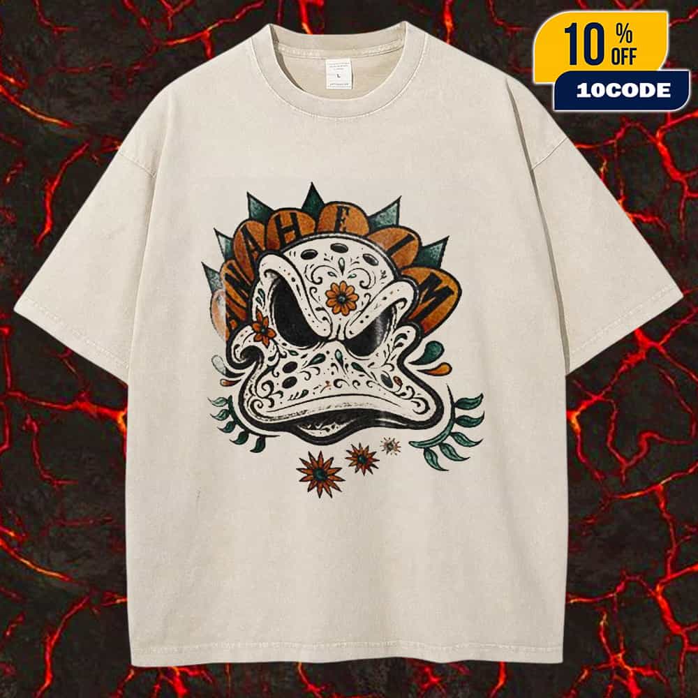 The Pond Press x Anaheim Ducks Dia De Los Muertos Day Of The Dead Halloween 2025 New Logo On November 2 2025 At Honda Center Washed T-Shirt The Pond Press x Anaheim Ducks Dia De Los Muertos Day Of The Dead Halloween 2025 New Logo On November 2 2025 At Honda Center Washed T-Shirt