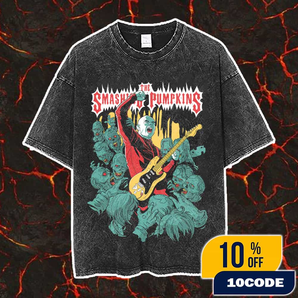The Smashing Pumpkins New Halloween Merch 2025 Collection Zombie Artwork By Samuel Salomao Vintage Washed Unisex T-Shirt The Smashing Pumpkins New Halloween Merch 2025 Collection Zombie Artwork By Samuel Salomao Vintage Washed Unisex T-Shirt