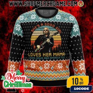 Tom Petty Free Fallin Ugly Christmas Sweater Retro Holiday Knit Pullover Funny Vintage Gift