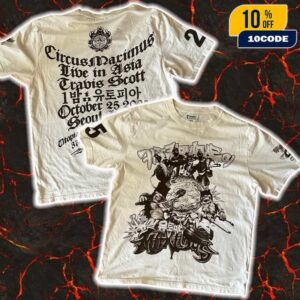 Travis Scott Circus Maximus Live In Asia Seoul Show Event Tee New Merch Collections On October 25 2025 At Goyang Stadium Korea Unisex Two Sides T-Shirt