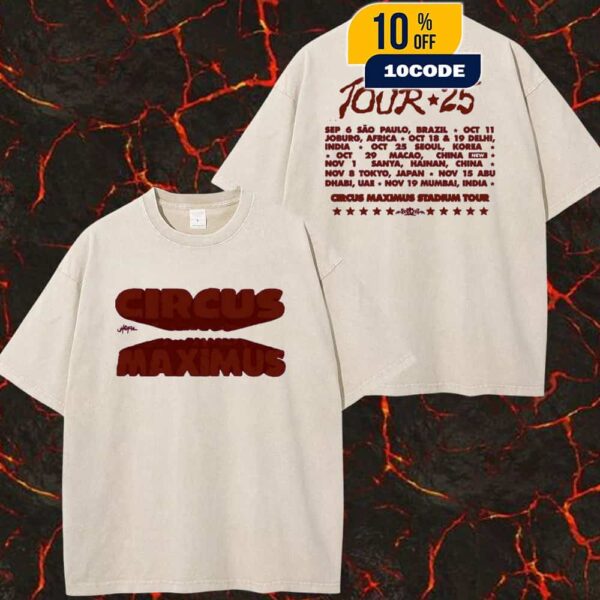 Travis Scott Circus Maximus Stadium Tour 2025 World Tour Back On Road With Asian And Africa Leg Utopia Tour Dates Two Sides Washed Unisex T-Shirt