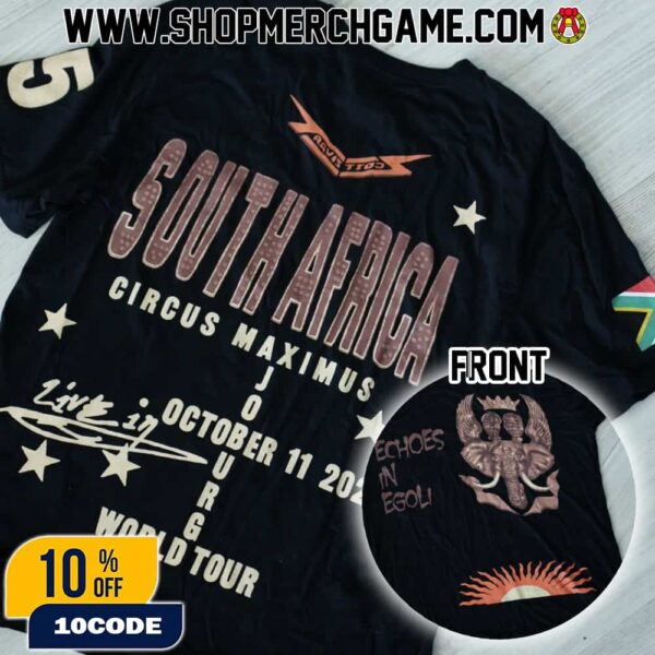 Travis Scott Circus Maximus World Tour 5th Leg South Africa Johannesburg Echoes In Egoli Event Tee On October 11 2025 At FNB Stadium Johannesburg Two Sides T-Shirt