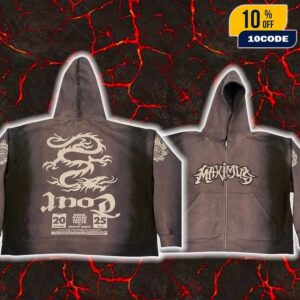 Travis Scott Live in Asia Circus Maximus World Tour 2025 New Merch On October 25 2025 At Goyang Stadium Seoul Dragon Artwork Unisex Zip Hoodie