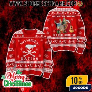 Ugly Christmas Sweater Kenny Chesney No Shoes Nation Skull Logo Country Music Holiday Pullover