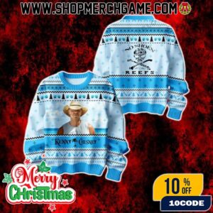 Ugly Christmas Sweater Kenny Chesney No Shoes Reefs Skull Logo Holiday Jumper Country Music Outfit
