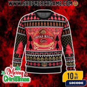 Ugly Sweater Christmas Chivas Regal Blended Scotch Whisky Knitted Pullover With Nordic Pattern Bottles Trees Holiday Party Gift For Alcohol Fans