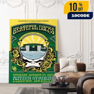 University Of Oregon Ducks x Grateful Dead On October 25 2025 Oregon Ducks vs Wisconsin Badgers Game At Autzen Stadium Poster Event Artwork Poster Canvas Home Decor