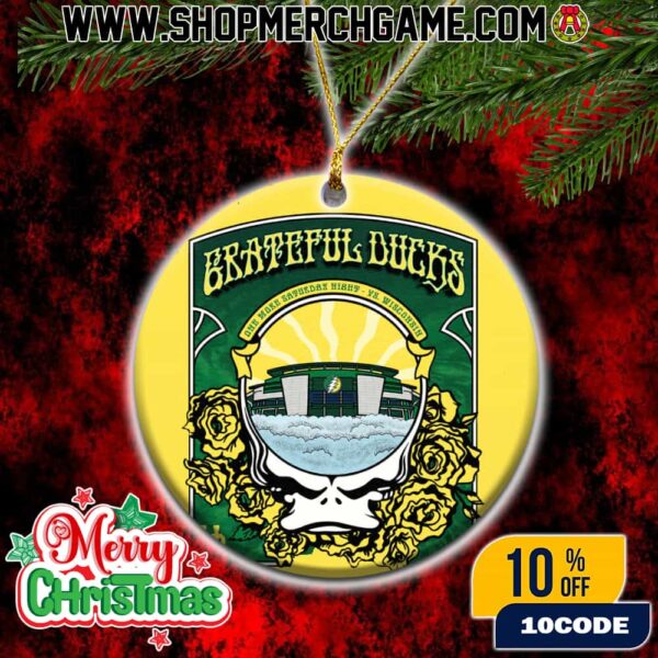 University Of Oregon Ducks x Grateful Dead On October 25 2025 Oregon Ducks vs Wisconsin Badgers Game At Autzen Stadium Poster Event Artwork Tree Decorations Christmas Ornament