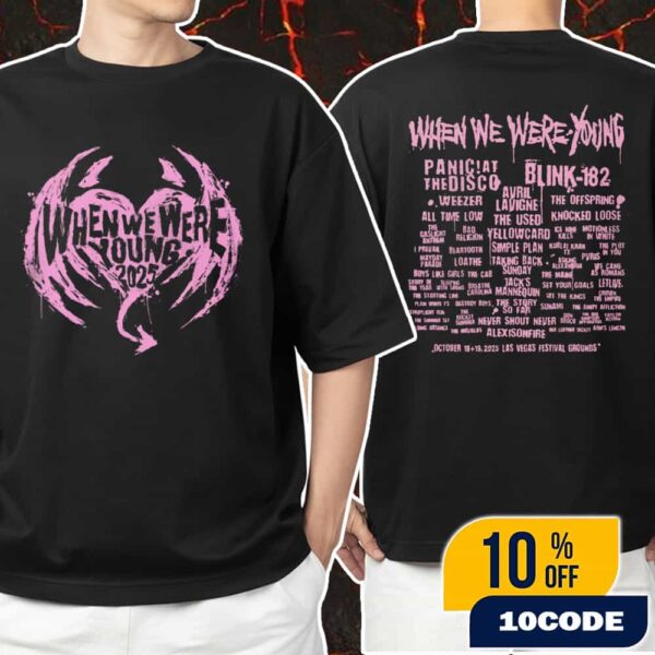 When We Were Young Festival On October 18-19 2025 At Las Vegas Festival Grounds Presented By 7-Eleven Winged Heart Lineup Unisex T-Shirt Merchandise