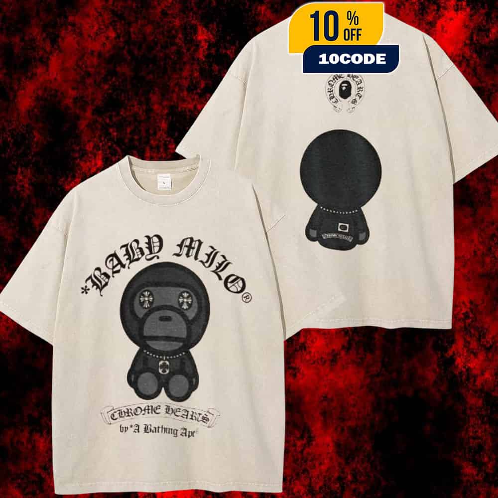 A Bathing Ape Japan Exclusive Chrome Hearts Baby Milo Tee New 2025 Collections Two Sides Washed Unisex T-Shirt A Bathing Ape Japan Exclusive Chrome Hearts Baby Milo Tee New 2025 Collections Two Sides Washed Unisex T-Shirt