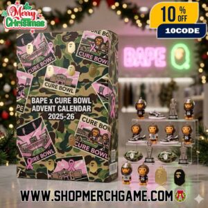A Bathing Ape x Cure Bowl 2025-26 Ornament Advent Calendar NCAA College Football Pink Ribbon Breast Cancer Awareness Camo Stadium Design 24 Figure Set Limited Edition