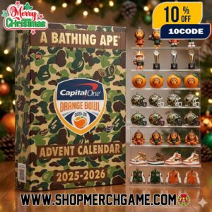 A Bathing Ape x Orange Bowl 2025-26 Ornament Advent Calendar NCAA College Football Capital One Stadium Camo Design 24 Figure Set Limited Edition