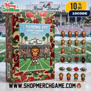 A Bathing Ape x Rose Bowl 2025-2026 Ornament Advent Calendar NCAA College Football Camo Stadium Design 24 Figure Set Limited Edition