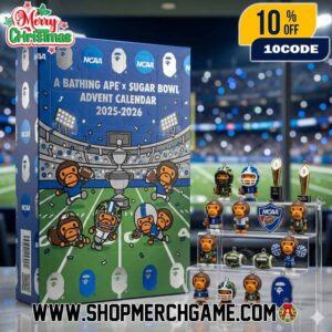 A Bathing Ape x Sugar Bowl 2025-26 Ornament Advent Calendar NCAA College Football Stadium Trophy Baby Milo Mascot Design 24 Figure Set Limited