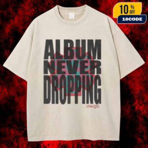 A$AP Rocky Album Never Dropping Graphic AWGE Camp Flog Gnaw 2025 Statement 3D Effect Distressed Front Print Washed T-Shirt