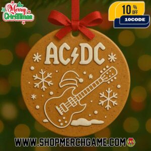 AC/DC Ornament Gingerbread Cookie Design With Guitar Santa Hat Snowflakes Heavy Metal Christmas Tree Decoration Collectible Gift For Rock Music Fans