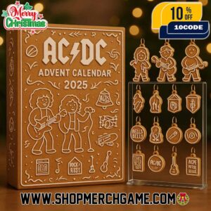 AC/DC Advent Calendar 2025 Ornament Set 24 Day Holiday Countdown With Gingerbread Band Members Hells Bells Rock Or Bust Marshall Amp Collectible