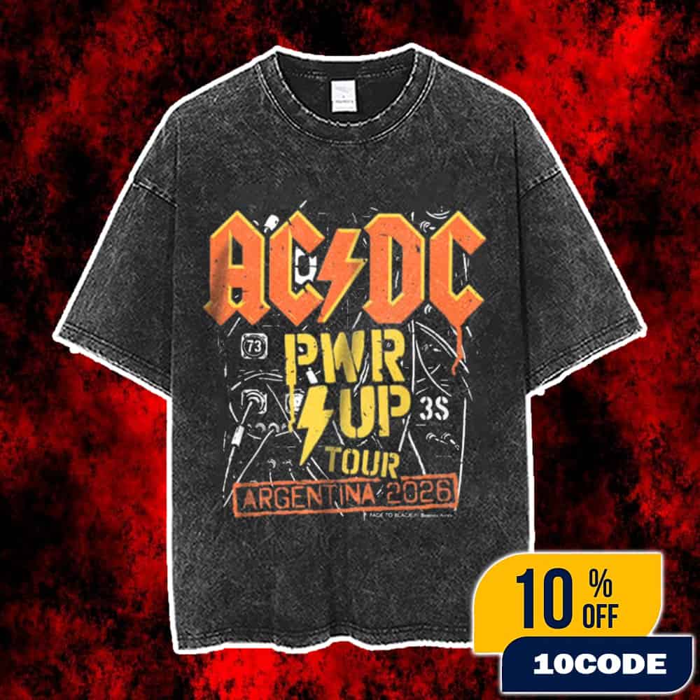 AC/DC PWR UP Tour Argentina 2026 Official Concert Merchandise Estadio River Plate Buenos Aires Limited Edition Vintage Washed Unisex T-Shirt AC/DC PWR UP Tour Argentina 2026 Official Concert Merchandise Estadio River Plate Buenos Aires Limited Edition Vintage Washed Unisex T-Shirt