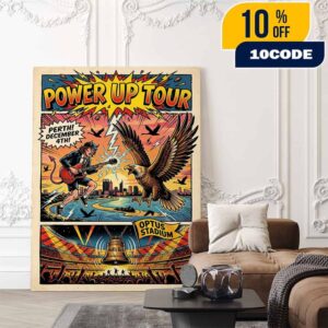 AC/DC Power Up Tour Poster Perth Australia December 4th 2025 Optus Stadium Vintage Comic Book Style Concert Artwork Hell’s Bell Eagle Battle Print Poster Canvas