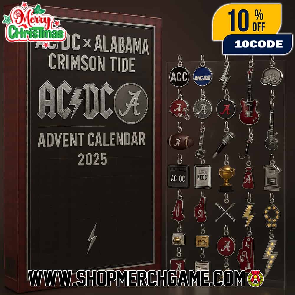 AC/DC x Alabama Crimson Tide Advent Calendar 2025 With 24 Collectible Charms Set Rock Band College Football Holiday Merchandise AC/DC x Alabama Crimson Tide Advent Calendar 2025 With 24 Collectible Charms Set Rock Band College Football Holiday Merchandise