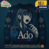 Ado Japanese Singer Anime Character Ugly Christmas Sweater Navy Blue Rose Pattern Fair Isle Holiday Knit Pullover Ado Japanese Singer Anime Character Ugly Christmas Sweater Navy Blue Rose Pattern Fair Isle Holiday Knit Pullover