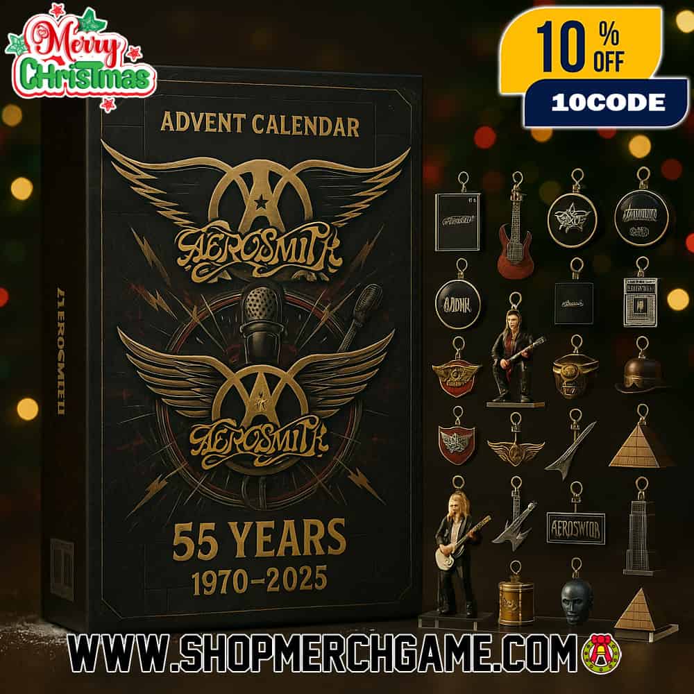 Aerosmith Advent Calendar 55 Years 1970-2025 Ornament Set Band Logo Guitar Microphone Holiday Countdown Rock Collectible Gift Aerosmith Advent Calendar 55 Years 1970-2025 Ornament Set Band Logo Guitar Microphone Holiday Countdown Rock Collectible Gift