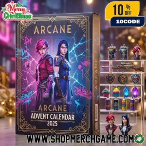 Arcane League Of Legends Advent Calendar 2025 Vi x Caitlyn Edition 24 Day Christmas Countdown Box With Collectible Hextech Weapon And Character Bust Ornaments