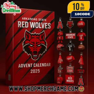 Arkansas State Red Wolves 2025 Advent Calendar 24 Day Holiday Countdown Collectible NCAA Football Ornament Set Gift University