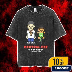 BAPE x Spotify x SYNA x Central Cee Baby Milo Black Graphic Limited Edition 2025 Collaboration Hip-Hop Streetwear Character Tee Music Culture Drop Vintage Washed Unisex T-Shirt