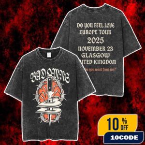 Bad Omens Do You Feel Love Europe Tour 2025 On November 23 2025 At Glasgow United Kingdom Merch Unisex Two Sided Washed T-Shirt