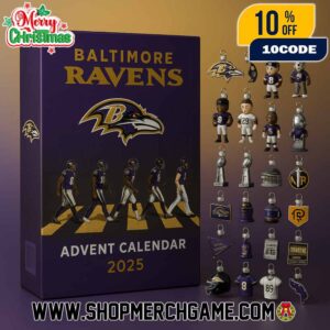 Baltimore Ravens Advent Calendar Ornament 2025 Collectible Mini Figurines Holiday Countdown Gift Set 24 Days Christmas Decorations NFL Memorabilia