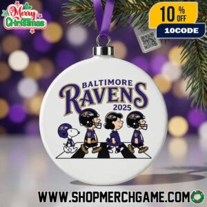Baltimore Ravens x Peanuts Snoopy 2025 Christmas Ornament Collectible NFL Holiday Tree Decoration